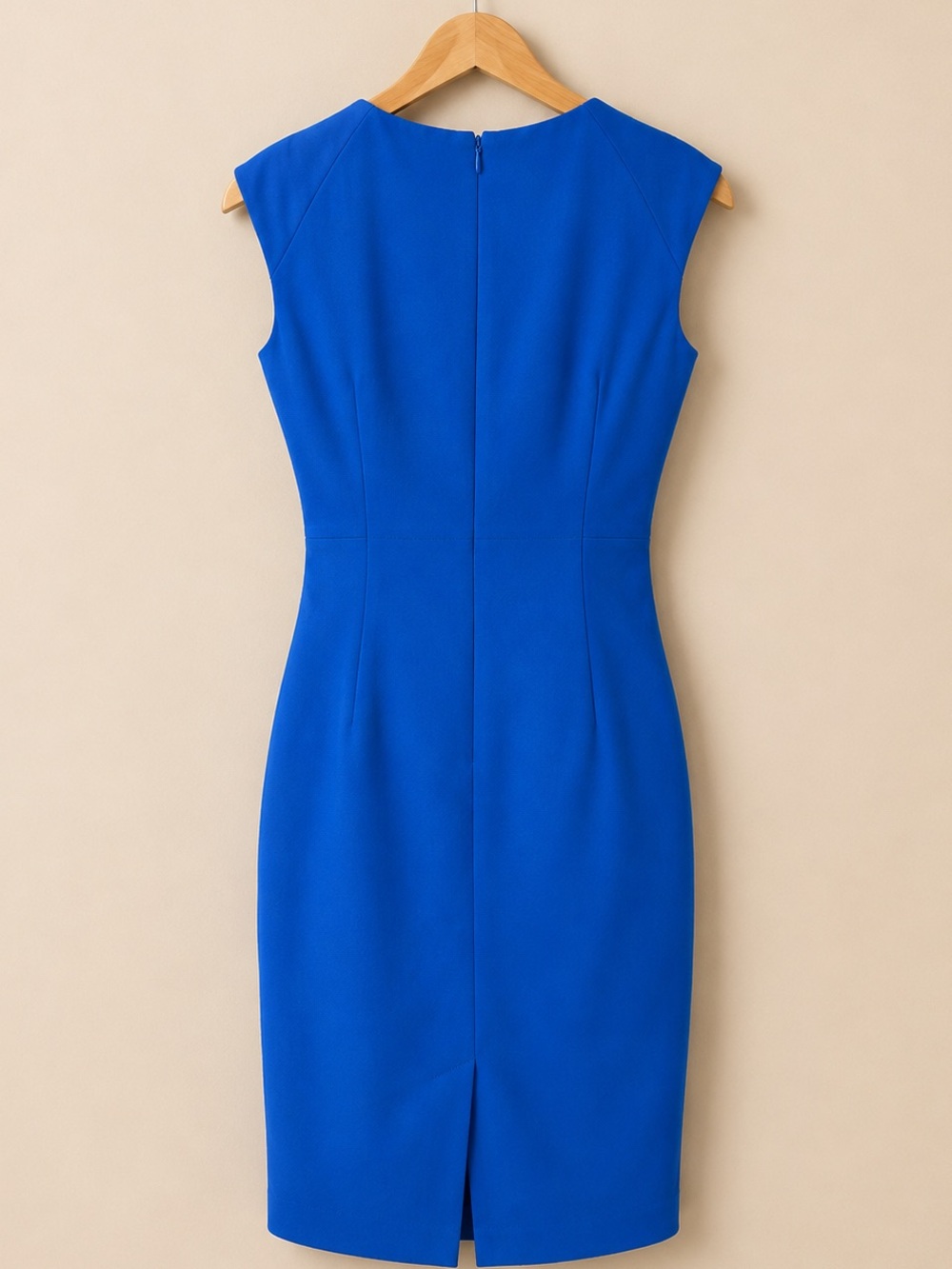 Adrianna Papell Poppy Blue Solid Origami Crepe Dress Size 8 - Picture 2 of 9